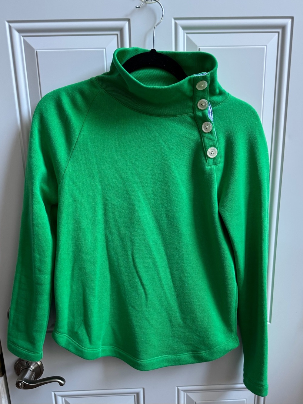 J. Crew Bright Green Button-Neck Pullover Top